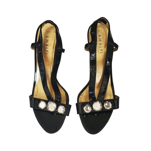 Amalfi Glossy Black Heels with Sparkling Gems - Picture 3 of 16